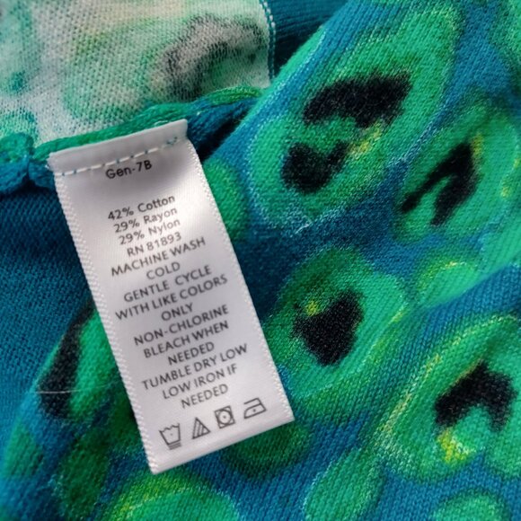 Isaac Mizrahi Sweater Cardigan Teal Green Leopard Print Womens Plus size 1X - Picture 5 of 6